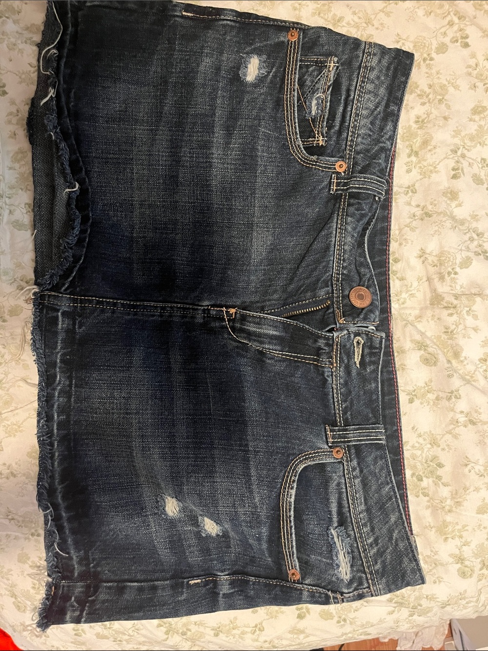 Aeropostale Dark Blue Distressed Denim Mini Skirt
